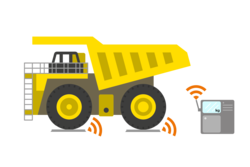 Wireless sensors on truck for excavation material